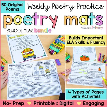 50 Poems Poetry Activity Worksheets Reading Comprehension Fluency Practice