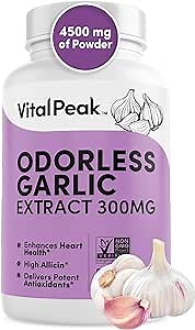 Odorless Garlic Extract - Allicin-Rich 300 mg Herbal Garlic Supplements for Heart, Liver, and Immune Support I Non-GMO, Gluten-Free, Vegan - 90 Garlic Capsules