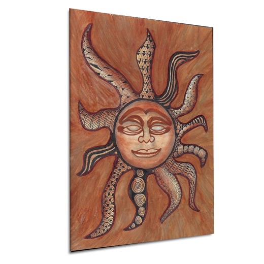 Original Sun Face Art Print, Hawaiian Inspired Watercolor, 9x12 Unframed Paper