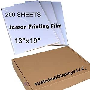 200 SHEETS 13"x19" Waterproof Inkjet Transparency Film for Silk Screen Printing