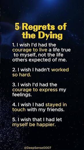 5 Things People Regret Not Doing Before They Died #psycholgyfacts #shorts