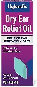 Hyland's Dry Ear Relief Oil, Relieve Ear Irritation Fast, for Itchy and Dry Irritated Ears, Ages 2 and up, Day and Night Drops, 0.5 Ounce