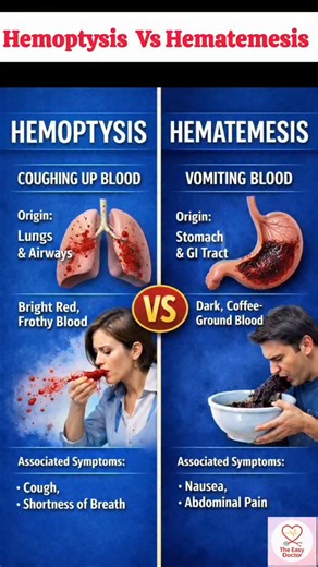 Dr Ashwani Kumar Saxena on Instagram: "Hemoptysis vs Hematemesis #medicine #theeasydoctor #health"