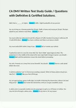 Ca Dmv Written Test Study Guide Questions With Definitive En Certified Solutions pdf