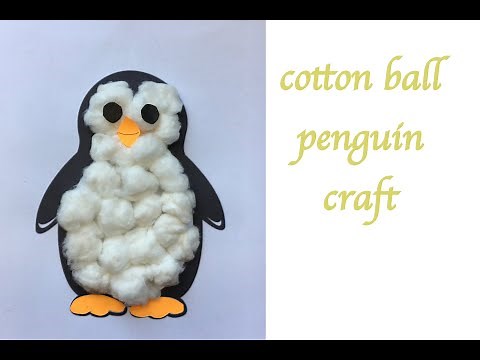 Cotton ball penguin craft
