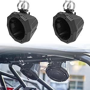 SAUTVS UTV Speaker Cage Swivel Pods, Speaker Enclosure with 1.75" to 2" Mounting Clamps for Polaris RZR 1000 900 and Can-Am Maverick X3/Commander/Defender Accessories (2PCS)