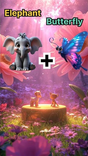 Elephant 🐘 + Butterfly 🦋 = ? 😲 Flying Elephant! | Elefly #Shorts