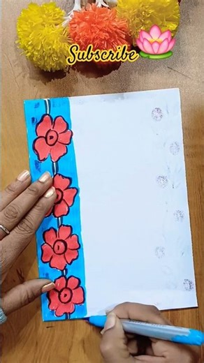 easy flower border Design 🌸 #thecolourfulartist