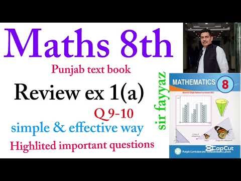 Maths class 8th | Review Exercise 1(a) | Unit 1 | Q 9,10 | PTB | rev exe 1(a) | Class 8