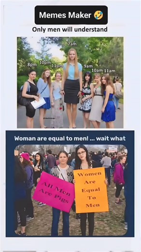 Men & women: equal… except at 7AM 😁😂. #funny #usa #memes #women #morning #shorts #viral