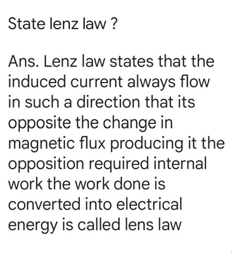 define lenz law # most important repeated questions physics for your board examination