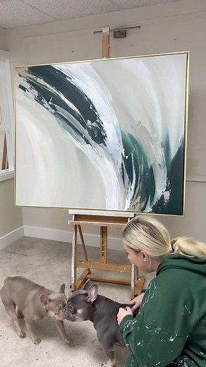 Emerald and Pine Shades in Abstract Realism Art