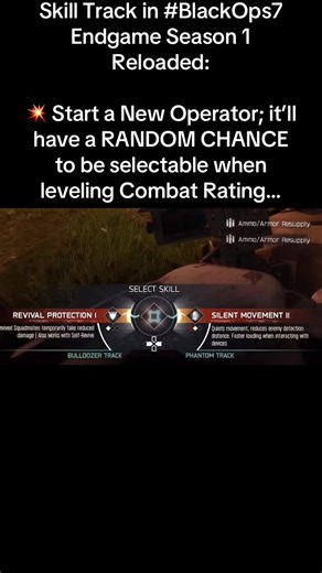 How To Get NEW ‘Phantom’ Skill Track in #BlackOps7 Endgame Season 1 Reloaded: 💥 Start a New Operator; it’ll have a RANDOM CHANCE to be selectable when leveling Combat Rating… You CANNOT get it on existing CR60 Operators. #cod #callofduty #blackops7 #bo7