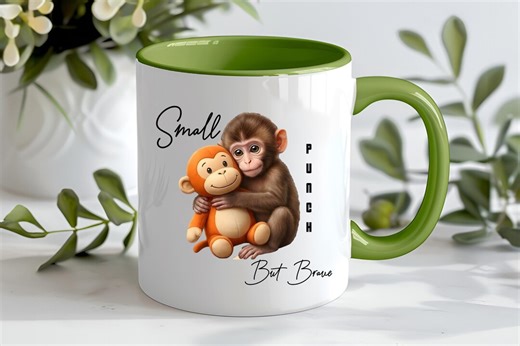 Small but Brave Monkey Mug, Determined Animal Coffee Cup, Motivational Ceramic Mug - Etsy
