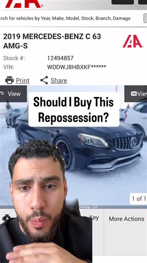 Adam Rida on Instagram: "Repossessions can be crazy deals… but details matter. Yes, you can buy it under market. But resale becomes a different game. 2019 C63S 30,000 km $51,000 accident on record. Would you buy it 10–15k under retail? Or is that accident an automatic no? #carauction #repossession #carbusiness #usedcars #carflipping"