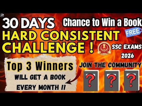 🏋️30 Days Hard Consistent Challenge For SSC EXAMS 2026 || Chance to Win a Book 📚(FREE) #ssc #ssc2026