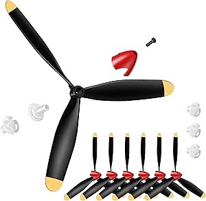 Outus 6 Sets Spare Rc Plane Propellers 3 Blade Propeller Compatible with P40 Fighter Remote Control Plane 761-13 Radio Controlled Airplane Carbon Fiber Nose Cone with Savers and Adapters