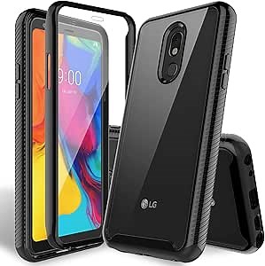 HATOSHI Compatible with Stylo 5 Case with Built-in Screen Protector Heavy Duty Protection Crystal Clear Back Slim Fit Shockproof Silicone Bumper Protective Phone Case Cover for Stylo 5 -Black