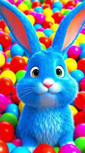 Cute Blue Bunny in Rainbow Ball Pool 🐰 #shorts
