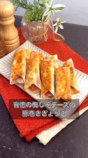背徳の梅しそチーズの豚巻きぎょうざレシピ
