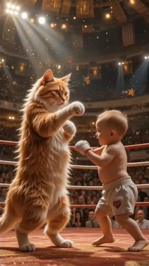 Cat boxing with a baby 🍼🥊#catboxing #baby