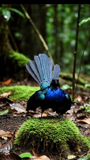 This Bird Turns Into An Alien Face 😳🪶 | Superb Bird-of-Paradise#shorts