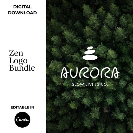 Zen Logo Template | Minimalist Pebble Design, Editable Canva (digital Download) - Etsy