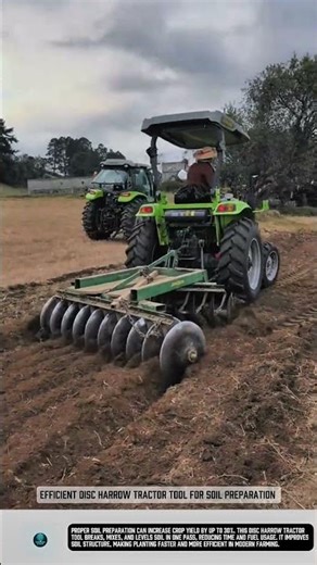 Efficient disc harrow tractor tool for soil preparation #tools