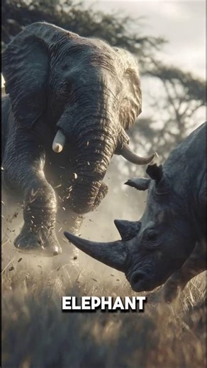 Elephant vs Rhino: Who Rules the Savannah? 🦏🐘#wildlife #ai #shorts