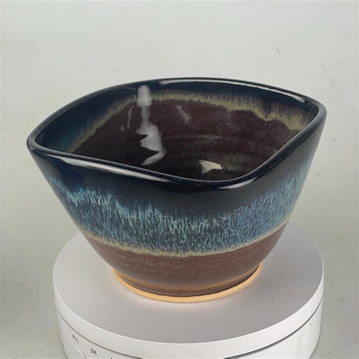 Callicut Pottery 5" Bowl Asheboro North Carolina Square Blue Brown Drip Glaze, Handmade, Stidio Crafted - Etsy