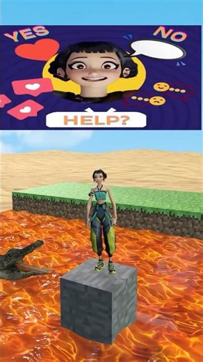 Rumi, Mira, and Zoe cross the lava river 🌊🔥 Help Zoe ? 😲 | #shorts