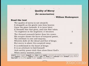 QUALITY OF MERCY: William Shakespeare