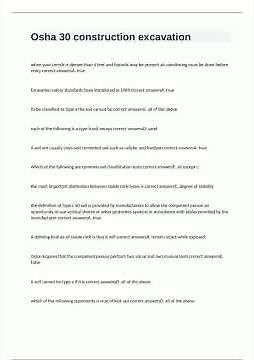Osha 30 Construction Excavation Exam With 100 Correct Answers video