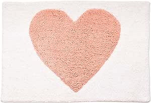 Heart Pink Bath Mat - Cute Bath Mat Made of Soft Cotton - Machine Washable Aesthetic Rugs for Bedroom - Non-Slip Light Pink Heart Rug, Coquette Decor for Girls Bedroom and Bathroom - 30" x 20"