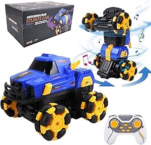 ChromeWheels RC Cars, 360° Rotation & Deformation Stunts Car 4WD Remote Control Car 1:16 High-Speed RC Drift Car 2.4Ghz Racing Car 2 Batteries for 80 Min Play, Gift/Toys for Boys Girls Kids, Blue