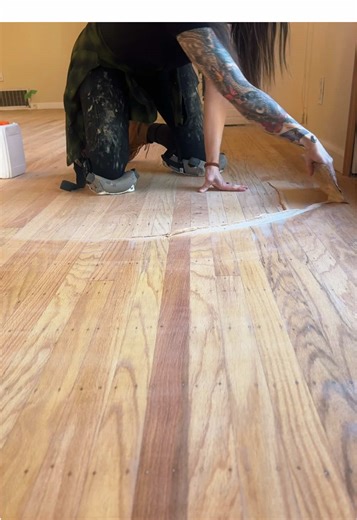 Troweling Wood Filler for Hardwood Floor Refinishing