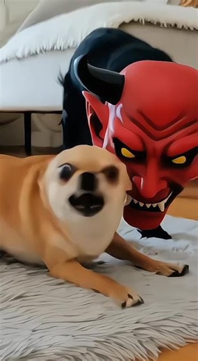 Devil Dog Prank! 😈🐶 #dogprank #funnydogs #scared #devilmask