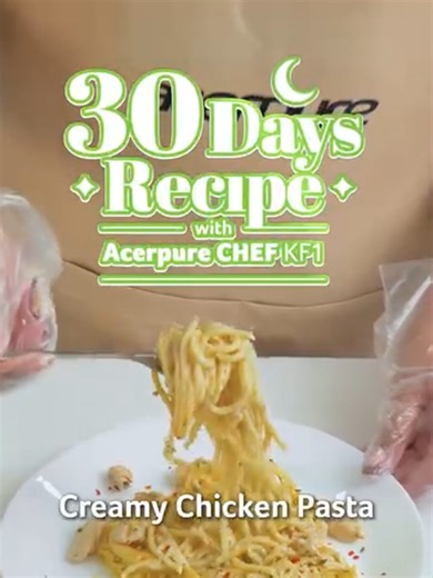 Rich, velvety, and oh-so-easy Creamy Chicken Pasta with Acerpure! Toss it in, let it cook, and enjoy this Ramadan. 🍽️🍝​ Ingredients​: - 200g pasta of choice​ - 1 chicken breast, cubed​ - 2 garlic cloves, minced​ - 1 cup water or chicken broth​ - ½ cup cooking cream​ - Salt & pepper to oil​ - Olive oil​ How to Cook:​ - Sauté garlic & chicken in olive oil until slightly browned.​ - Add pasta and water/broth. Mix well.​ - Close lid and pressure cook for 6 minutes.​ - Open lid, pour in cream, and 