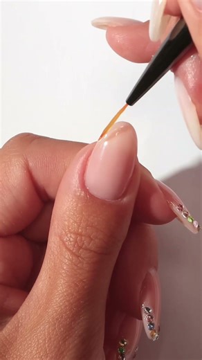 How to give your French tips a Rhinestone makeover ⭐💎💗 #shorts #nailart #gelnails #nails #nailinspo