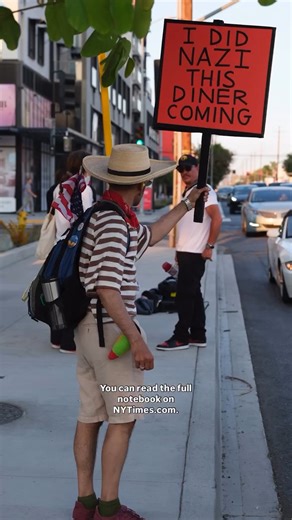 Tesla's new Los Angeles restaurant is a smash burger and content machine, drawing Elon Musk’s fans and protesters. Read what our critic had to say: https://nyti.ms/4fEITPN | NYT Cooking
