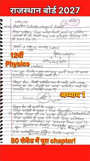 🔥 Chapter 1 खत्म! RBSE Class 12th Physics Short Notes in 50 Sec