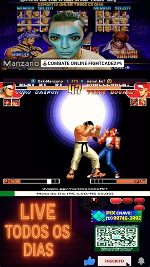 🔴COMBATE ONLINE FIGHTCADE2 🕹#kof97#liveretrô #retro #arcade #neogeo #snk #fliperama #jogos #gameplay