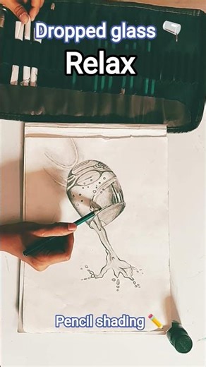 pencil drawing dropped glass #relaxingmusic #art #drawing