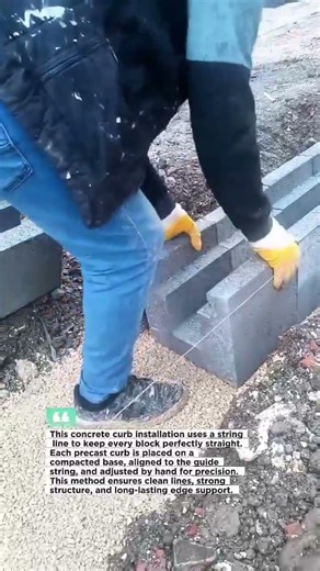 Perfect Concrete Curb Alignment #Construction #Masonry #Shorts