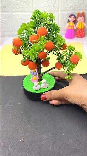 Diy homemade clay orange tree showpiece for kids/#kidsvideo #clayart #showpiece #cartoon