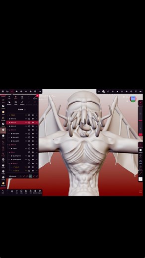 Winged Cthulhu Speed Sculpt (Nomad Sculpt) #timelapse #3d #digitalart
