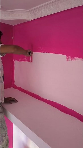 Wall painting Pink colour fast code 🏡 #art