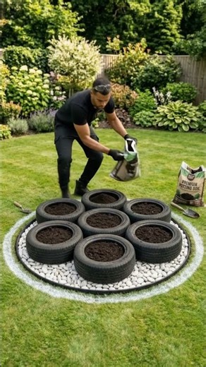 You Won't Believe This Old Tire Flower Pyramid Transformation 🛞😲 #diy #hacks #garden