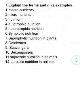 7.Explain the terms and give examples1 macro-nutrients2.micr... | Filo