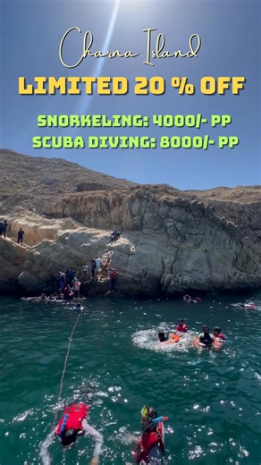 Hurry Up! Book Your Slots Now Join our Snorkeling & Scuba Diving Trip to Charna Island and get 20% OFF – Tomorrow Only! 𝐏𝐚𝐜𝐤𝐚𝐠𝐞 𝐢𝐧𝐜𝐥𝐮𝐝𝐞𝐬: ✔ Air-Conditioned Transport ✔ Local Boat Ride ✔ Scuba Diving ✔ Snorkeling ✔ Cliff Jumping (Subject to tidal conditions) ✔ Underwater Photography ✔ Safe & Secure Swimming (even for non-swimmers) ✔ Lunch: Chicken Biryani & Cold Drinks ✔ Scuba & Snorkeling Equipment ✔ Lifeguards & Safety Ropes ✔ Life Jackets ✔ Event Photography 𝐅𝐨𝐫 𝐁𝐨𝐨𝐤𝐢𝐧�